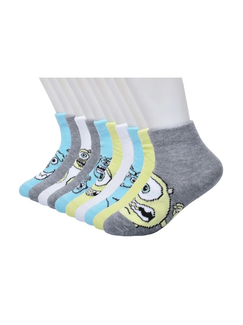 Disney Pixar Monsters Inc 10-Pack of Ankle Socks for 2T-3T Kids